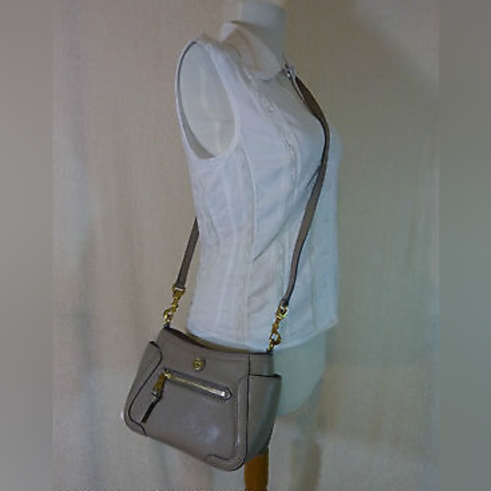 Tory Burch French grey Leather Mini Frances Cross Body Bag